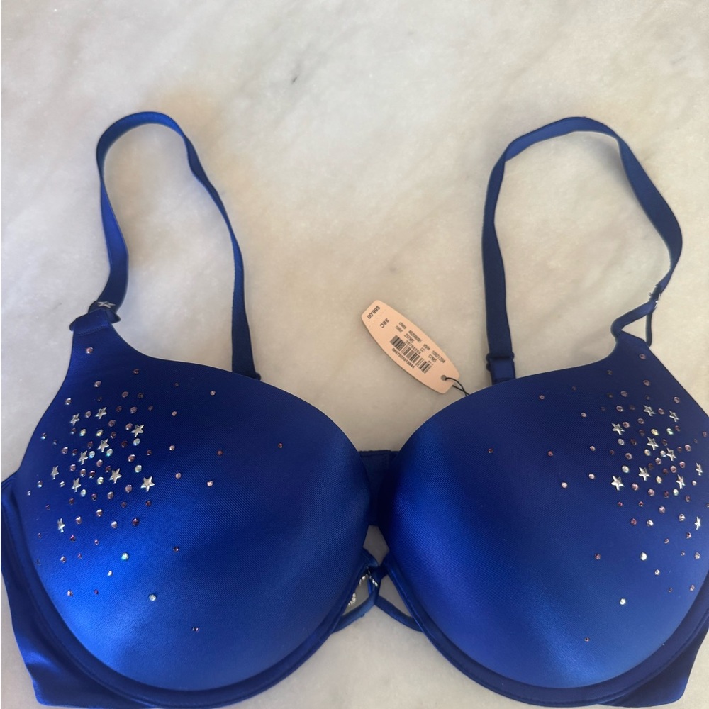 Blue Embellished Women's Bra - Picture 2 of 7